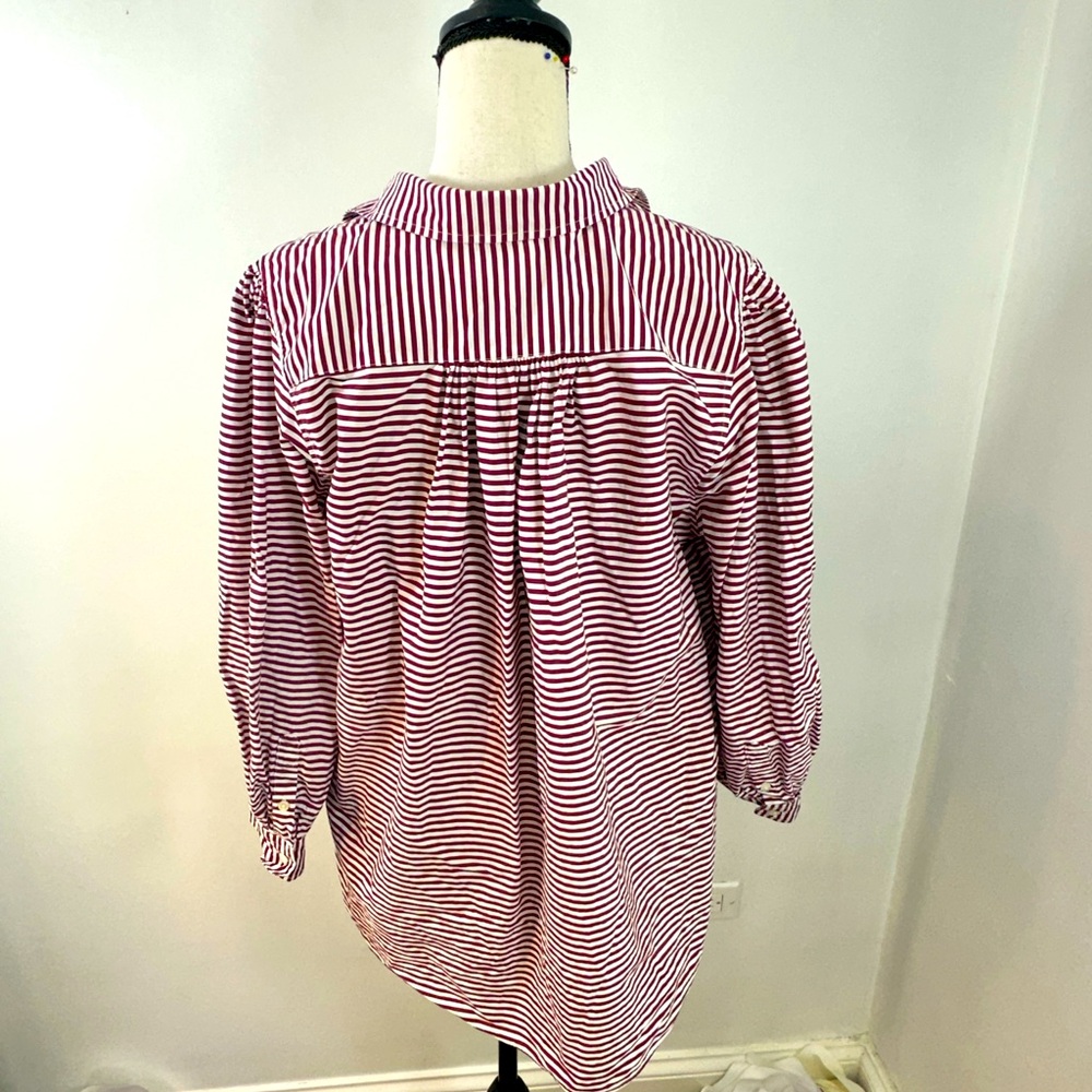 ANN MASHBURN PAULINA POPOVER RASPBERRY STRIPED SHIRT SIZE L - Picture 5 of 8